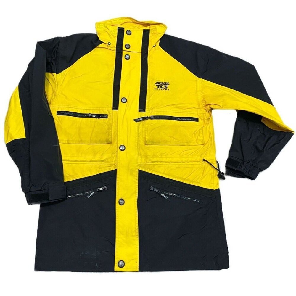 Vintage Brooks TCS Extreme Yellow Waterproof Ski Snow Jacket - Mens Medium